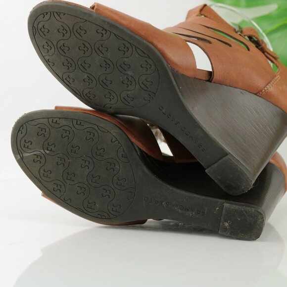 Franco Sarto Womens Faryn Sandal Size 7 Whiskey Brown Leather Wedge Gladiator - Picture 10 of 12